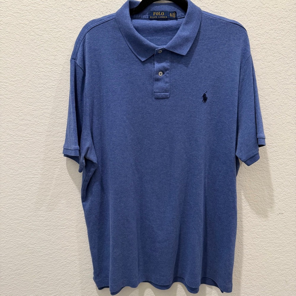 Polo Ralph Lauren Mens XL Blue Heather Short Sleeve Pony Logo Polo Shirt